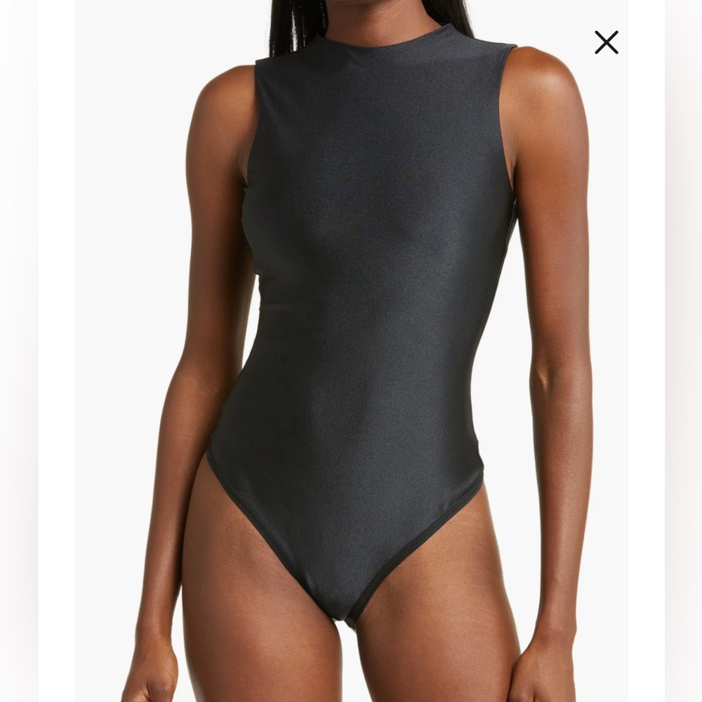 SKIMS NWT Disco Sleeveless Mock Neck Bodysuit - Onyx